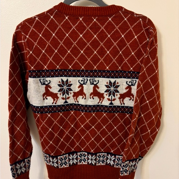 VTG Reindeer Snowflakes Christmas Holiday Ugly Sweater Manskin 70s Knit Sweater - Picture 3 of 6